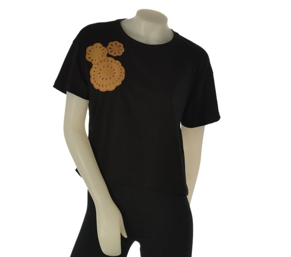 T-SHIRT DONNA GRIFFAI MANICA CORTA RICAMO FIORE COTONE ART. 6515