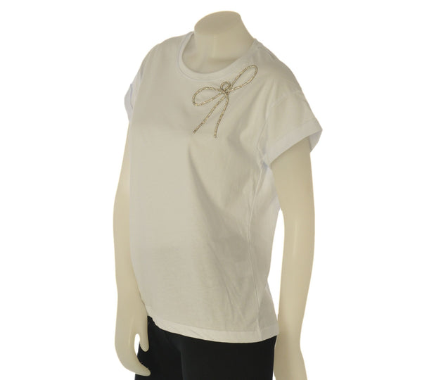 T-SHIRT DONNA GRIFFAI MANICA CORTA MORBIDA COTONE FIOCCO STRASS ART. 6514