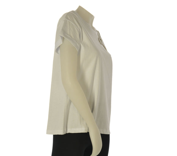 T-SHIRT DONNA GRIFFAI MANICA CORTA MORBIDA COTONE FIOCCO STRASS ART. 6514