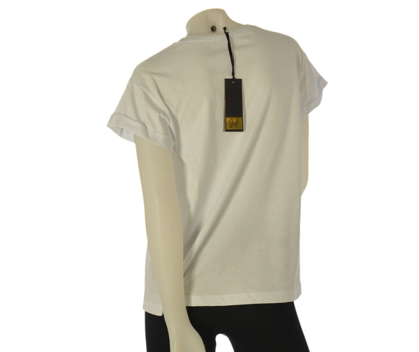 T-SHIRT DONNA GRIFFAI MANICA CORTA TASCHINO LEOPARDATO STRASS PARICOLLO COTONE MORBIDA ART. 6512