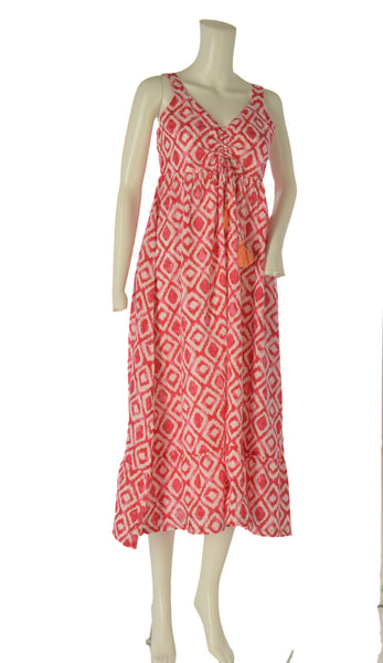 ABITO DONNA LOSAN LUNGO FANTASIA  SPALLINE BALZA SVASATO COTONE ART. LWMAP0401-25031