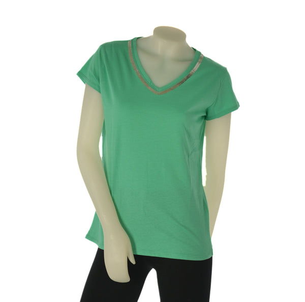 T-SHIRT DONNA CUORE A CUORE SCOLLO A V MANICA CORTA COTONE STAMPA ART. WJ0588