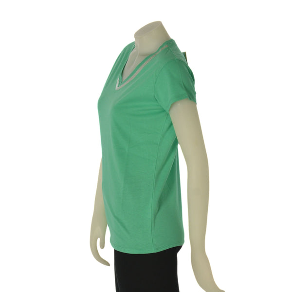 T-SHIRT DONNA CUORE A CUORE SCOLLO A V MANICA CORTA COTONE STAMPA ART. WJ0588