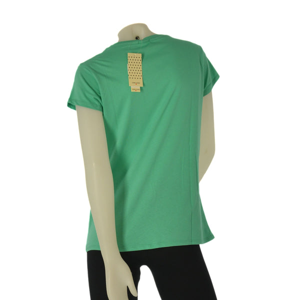 T-SHIRT DONNA CUORE A CUORE SCOLLO A V MANICA CORTA COTONE STAMPA ART. WJ0588