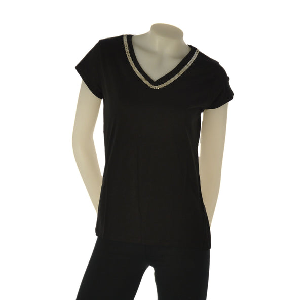 T-SHIRT DONNA CUORE A CUORE SCOLLO A V MANICA CORTA COTONE STAMPA ART. WJ0588