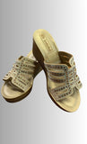 CIABATTA INBLU ZEPPA CM 9 TOMAIA ECOPELLE STRASS  ELEGANTE LEGGERA ART AS00038
