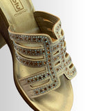 CIABATTA INBLU ZEPPA CM 9 TOMAIA ECOPELLE STRASS  ELEGANTE LEGGERA ART AS00038