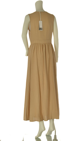 ABITO LUNGO DONNA SMANICATO SCOLLO A V BOTTONI VISCOSA COTONE ART. 6623