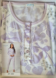 PIGIAMA DONNA RAGAZZA SERAFINO PURO COTONE FIORI PIZZO MARCA OHANA ART. 22462