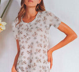 CAMICIA DA NOTTE DONNA IN FANTASIA FLOREALE SERAFINO PURO COTONE NOTTINGHAM ART. 49816