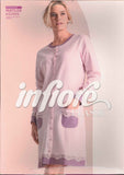 CAMICIA DA NOTTE DONNA TERMO COTONE INTERLOCK  APERTA TASCHE PIZZO INFIORE ART. MTD63299