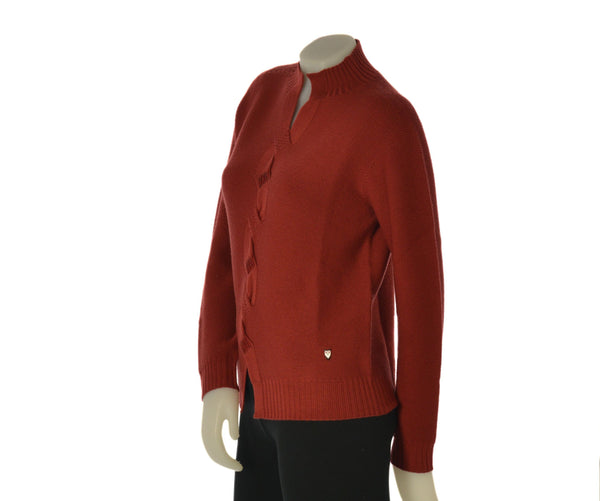 MAGLIONE DONNA MAGLIFICIO DI NIBIONNO PURA LANA TRECCE PERLINE LUPETTO ART. B315663