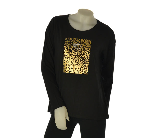MAGLIA DONNA LOSAN MANICA LUNAGA STAMPA GIROCOLLO COTONE ART. LWMAP0105 25040