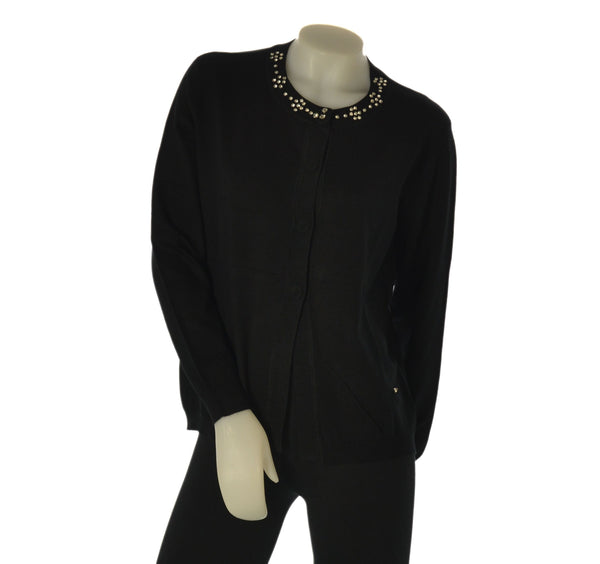 CARDIGAN DONNA COVERI GIROCOLLO BOTTONI STRASS ART. DC1241