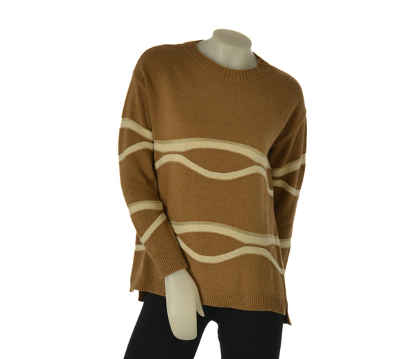 MAGLIONE DONNA TENEREZZA GIROCOLLO RIGHE LUREX  SPACCHI ART. 21326