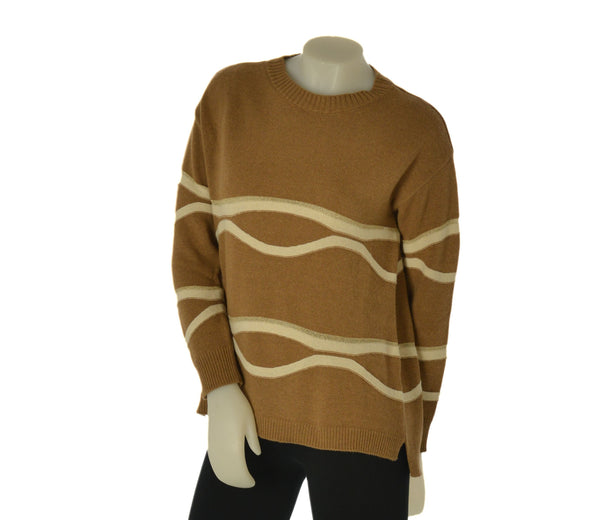 MAGLIONE DONNA TENEREZZA GIROCOLLO RIGHE LUREX  SPACCHI ART. 21326