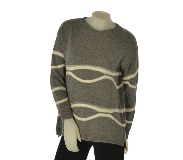 MAGLIONE DONNA TENEREZZA GIROCOLLO RIGHE LUREX  SPACCHI ART. 21326