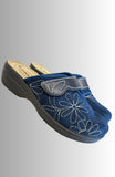 CIABATTE DONNA INBLU CON VELCROTESSUTO VELUR RICAMO STRAPPO MORBIDA LEGGERA REGOLABILE ANTISCIVOLO ART LV000017