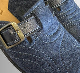 CIABATTE INBLU  CON FIBBIA REGOLABILE IN LANA COTTA IMPUNTURATA CONFORTEVOLE CALDA ART CF000050