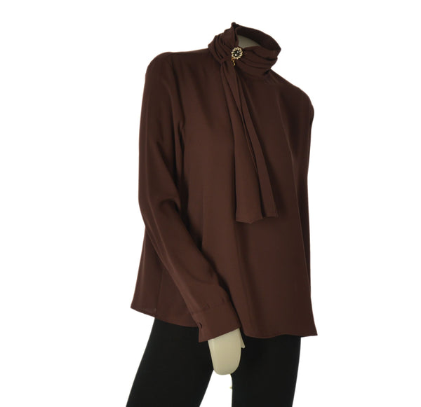 BLUSA DONNA MYASTREET MANICA LUNGA COLLO ALTO CON MOTIVO SPILLA ART. PKA0235-90