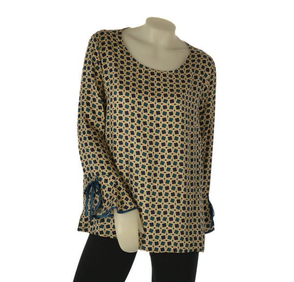 BLUSA DONNA PERLA TAGLIE COMODE FANTASIA PARICOLLO POLSI CAMPANA VISCOSA ART. 25638