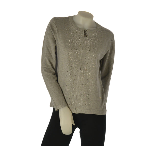 CARDIGAN DONNA COVERI FULL ZIP GIROCOLLO VISCOSA STRASS ART. DC1225
