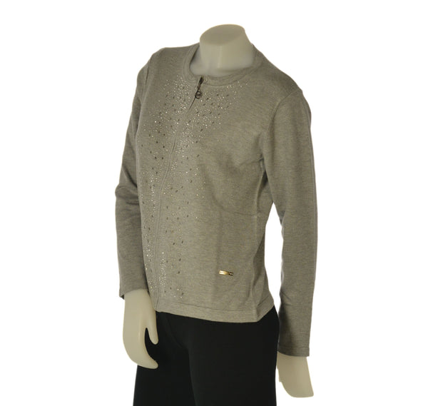 CARDIGAN DONNA COVERI FULL ZIP GIROCOLLO VISCOSA STRASS ART. DC1225