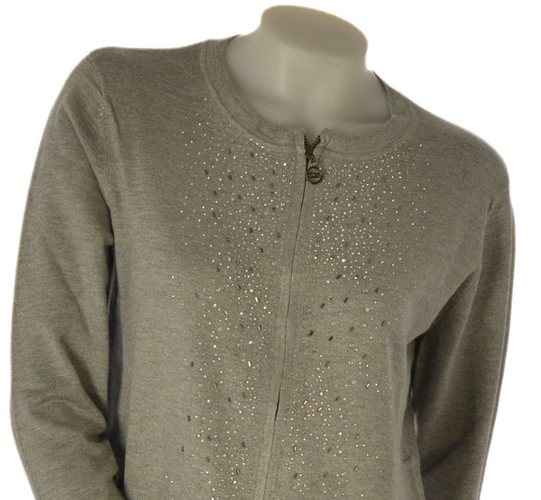 CARDIGAN DONNA COVERI FULL ZIP GIROCOLLO VISCOSA STRASS ART. DC1225