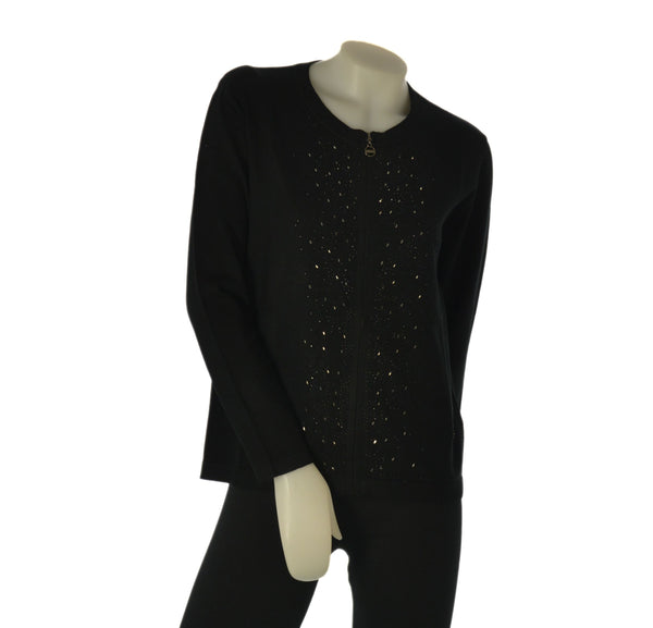 CARDIGAN DONNA COVERI FULL ZIP GIROCOLLO VISCOSA STRASS ART. DC1225