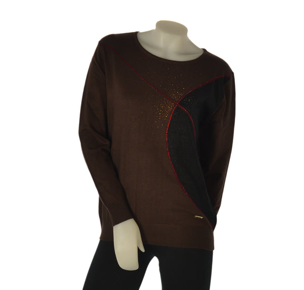 MAGLIONE DONNA COVERI GIROCOLLO STRASS FANTASIA VISCOSA ART. DC1247