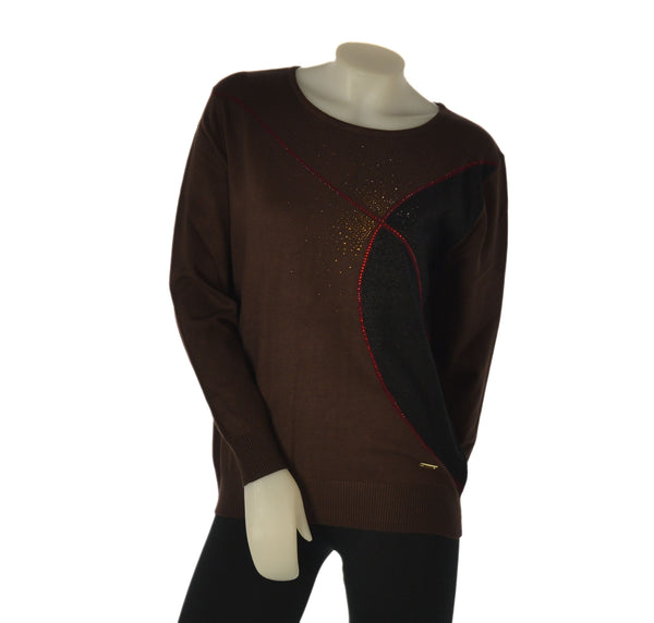 MAGLIONE DONNA COVERI GIROCOLLO STRASS FANTASIA VISCOSA ART. DC1247