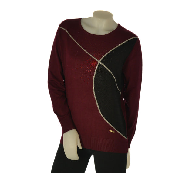 MAGLIONE DONNA COVERI GIROCOLLO STRASS FANTASIA VISCOSA ART. DC1247