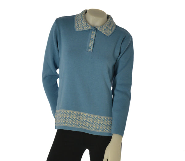 MAGLIONE DONNA ANNALISA BINETTI POLO BOTTONI LAVORATA  MISTO LANA ART. 2510