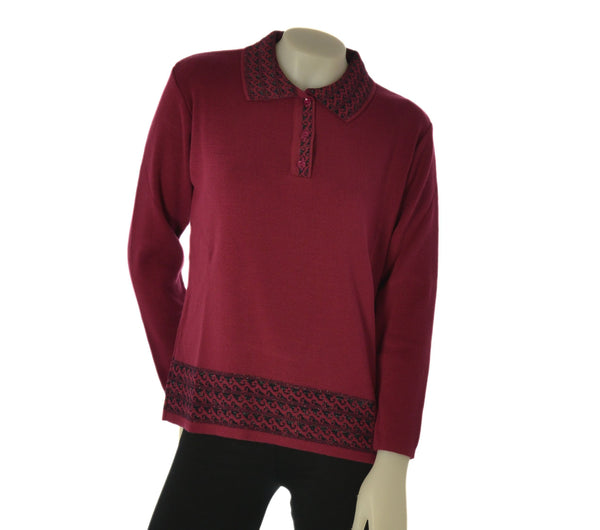 MAGLIONE DONNA ANNALISA BINETTI POLO BOTTONI LAVORATA  MISTO LANA ART. 2510