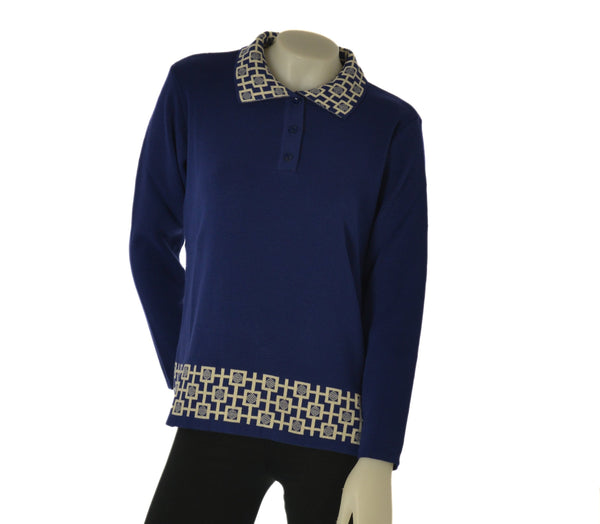 MAGLIONE DONNA ANNALISA BINETTI POLO BOTTONI LAVORATA MISTO LANA ART.2502