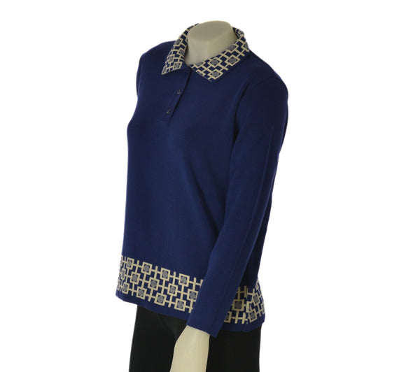 MAGLIONE DONNA ANNALISA BINETTI POLO BOTTONI LAVORATA MISTO LANA ART.2502