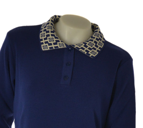 MAGLIONE DONNA ANNALISA BINETTI POLO BOTTONI LAVORATA MISTO LANA ART.2502