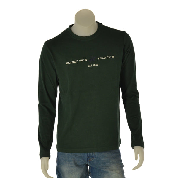 MAGLIA UOMO BEVERLY HILLS POLO CLUB MANICA LUNGA CALDO COTONE GIROCOLLO LOGO ART. TS411145