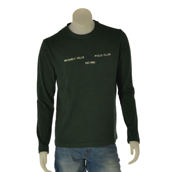 MAGLIA UOMO BEVERLY HILLS POLO CLUB MANICA LUNGA CALDO COTONE GIROCOLLO LOGO ART. TS411145