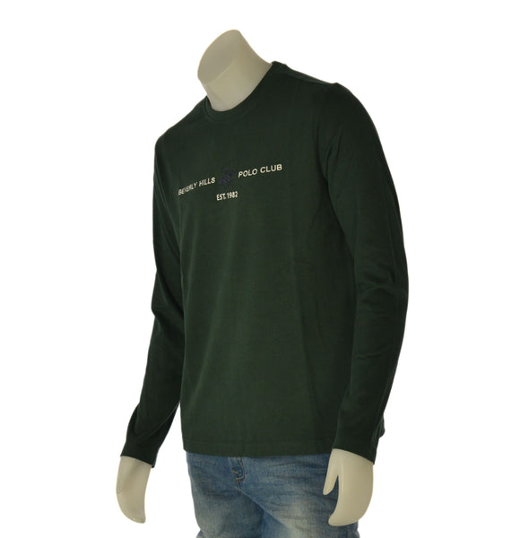 MAGLIA UOMO BEVERLY HILLS POLO CLUB MANICA LUNGA CALDO COTONE GIROCOLLO LOGO ART. TS411145