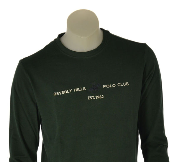 MAGLIA UOMO BEVERLY HILLS POLO CLUB MANICA LUNGA CALDO COTONE GIROCOLLO LOGO ART. TS411145