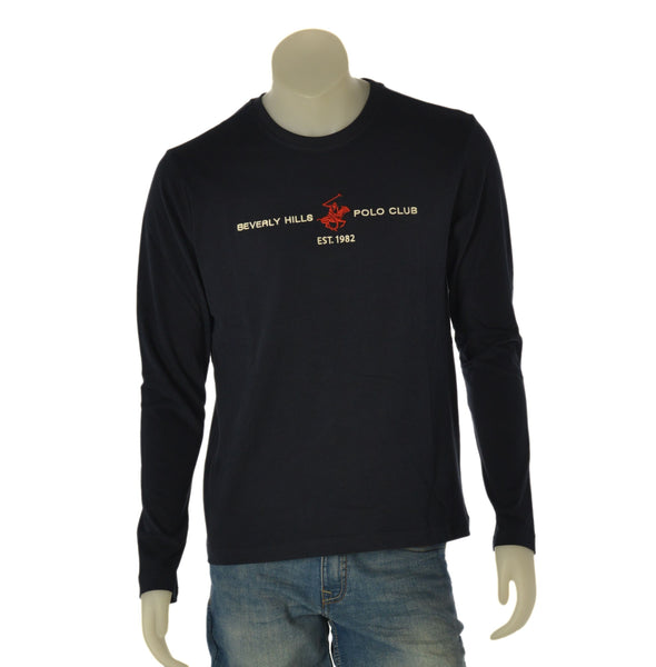 MAGLIA UOMO BEVERLY HILLS POLO CLUB MANICA LUNGA CALDO COTONE GIROCOLLO LOGO ART. TS411145
