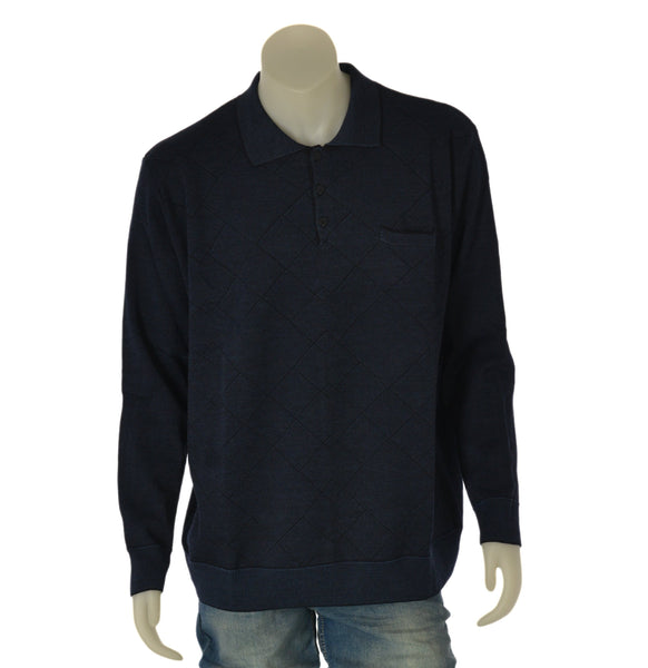 MAGLIONE UOMO RE DEL MARE TAGLIE OVER POLO TASCHINO MELANGE ROMBI ART. 225275X