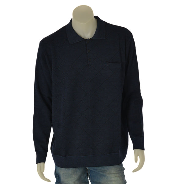 MAGLIONE UOMO RE DEL MARE TAGLIE OVER POLO TASCHINO MELANGE ROMBI ART. 225275X