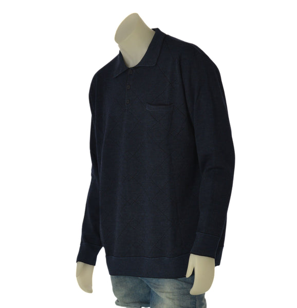 MAGLIONE UOMO RE DEL MARE TAGLIE OVER POLO TASCHINO MELANGE ROMBI ART. 225275X