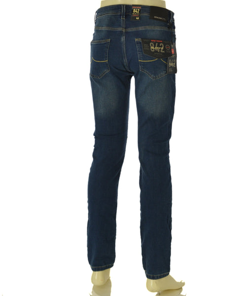 JEANS UOMO WAMPUM ZIP BOTTONE TASCHE TASCHINA SCURO SLIM ART.11842 1F07 SW/MU