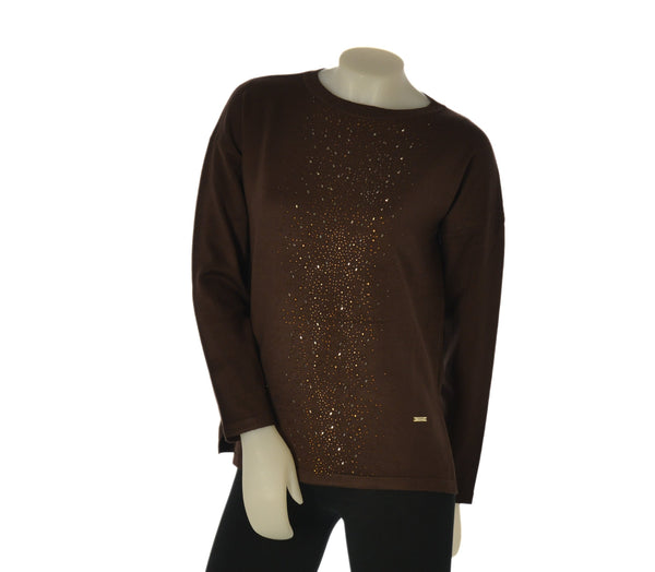 MAGLIONE DONNA COVERI PARICOLLO SPACCHI APPLICAZIONI CENTRALI VISCOSA ART. DC1224