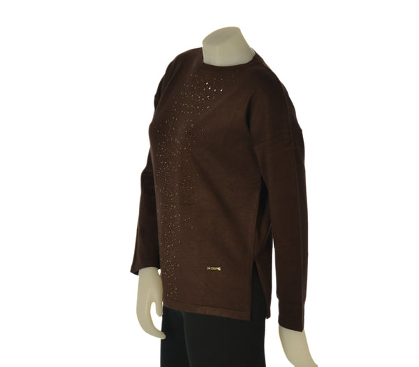 MAGLIONE DONNA COVERI PARICOLLO SPACCHI APPLICAZIONI CENTRALI VISCOSA ART. DC1224
