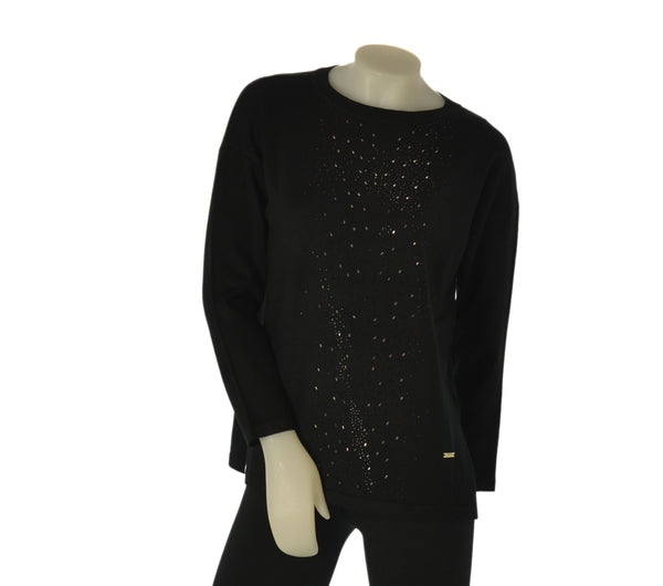 MAGLIONE DONNA COVERI PARICOLLO SPACCHI APPLICAZIONI CENTRALI VISCOSA ART. DC1224