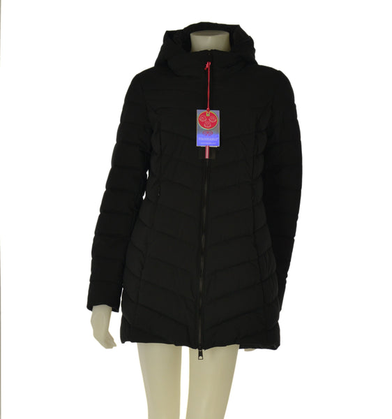 GIACCONE  DONNA VIRGINIA BLU FULL ZIP TASCHE CAPPUCCIO TRAPUNTATO IMPERMEABILE TASCHE ART. FIORITURA-56M